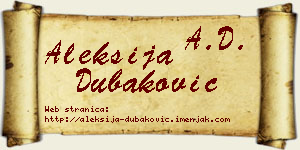 Aleksija Dubaković vizit kartica
